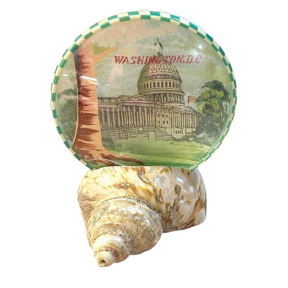 Vintage Washington DC 1950s Souvenir Hand‎ Painted Glass Shell Silberne Japan